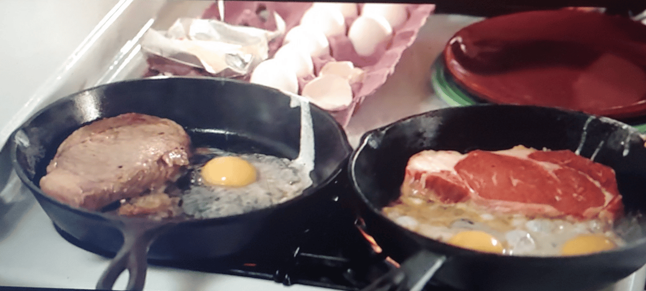 Steak and eggs in Twister