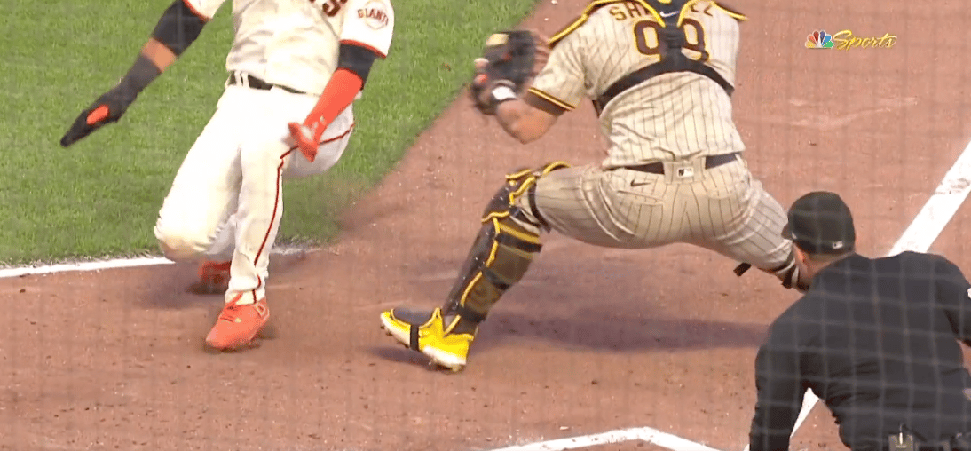 Gary Sanchez maybe blocking the plate