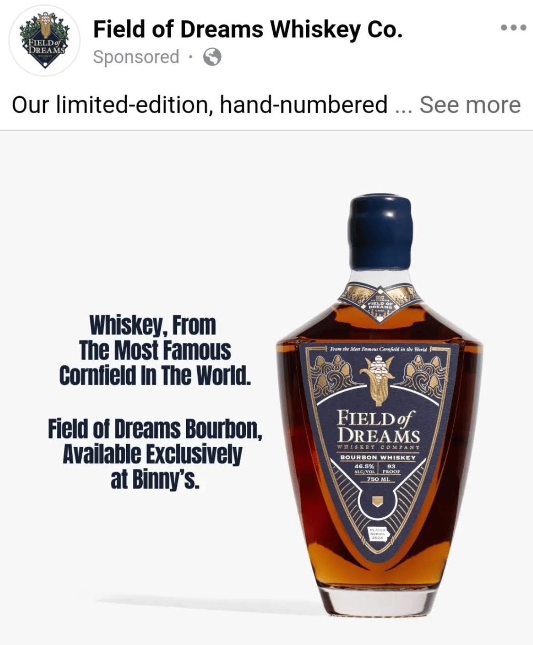 Ad for Field of Dreams bourbon