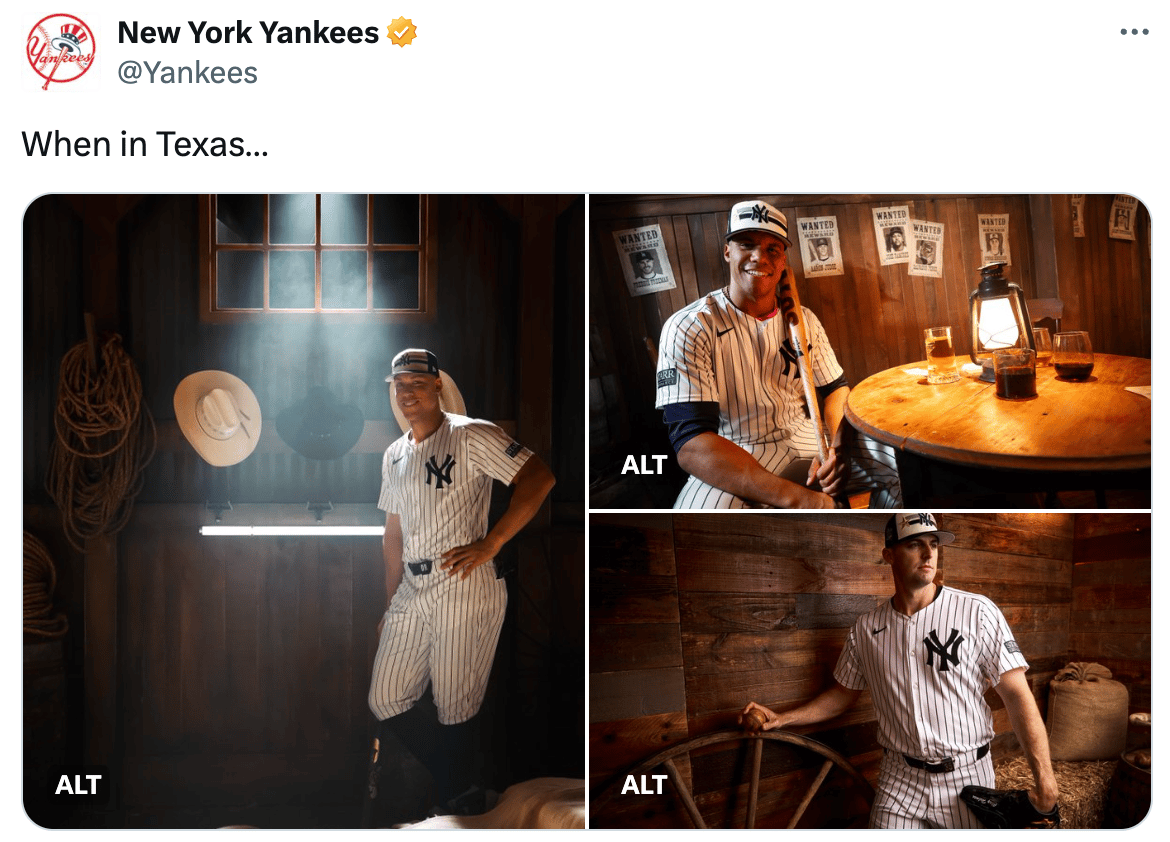 All-Star promo featuring Yankees players in cowboy/western settings since the game is in Texas