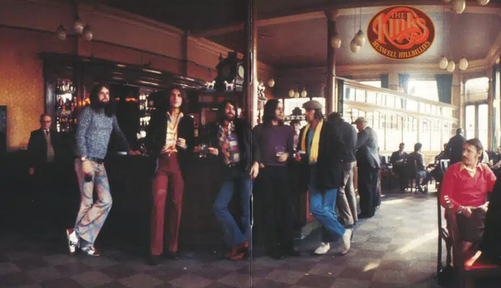 Cover and back cover of the Kinks' album "Muswell Hillbillies"