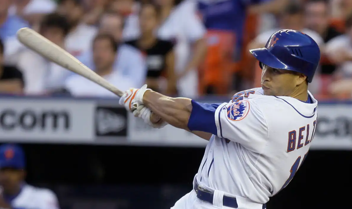Carlos Beltrán swinging a bat while playing for the Mets